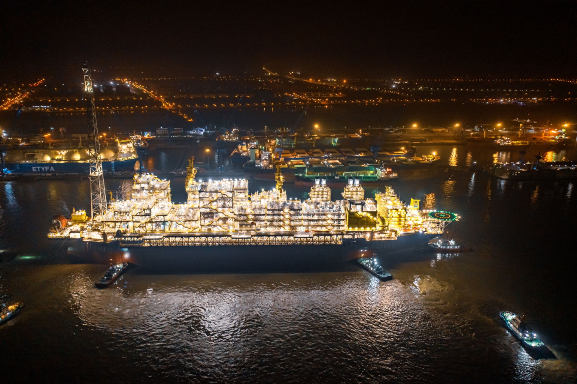 Offshore platform at night